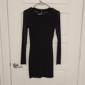 Black Sheer Sparkle Bodycon Dress Like New